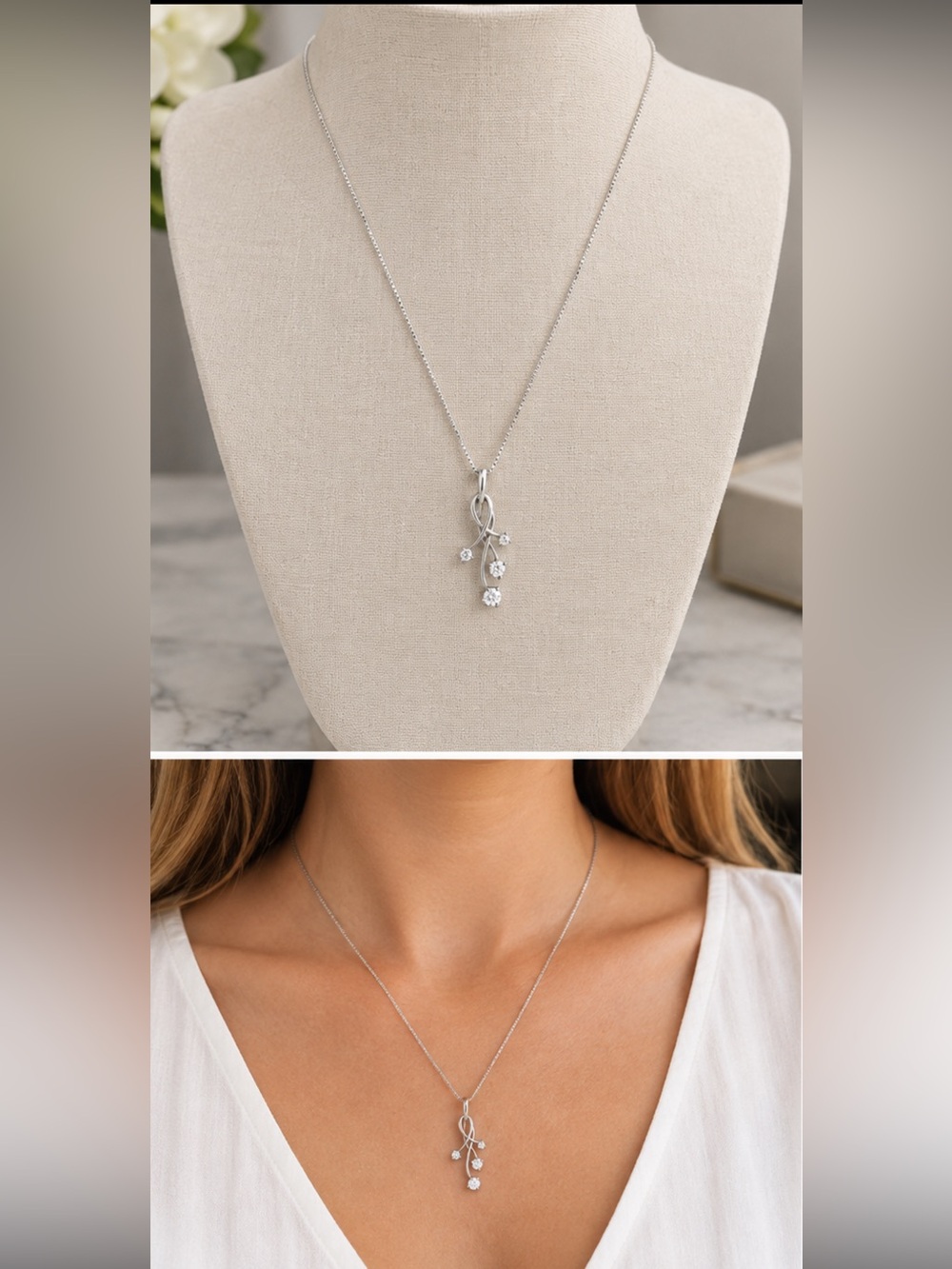 925 Sterling Silver CZ Pendant Necklace